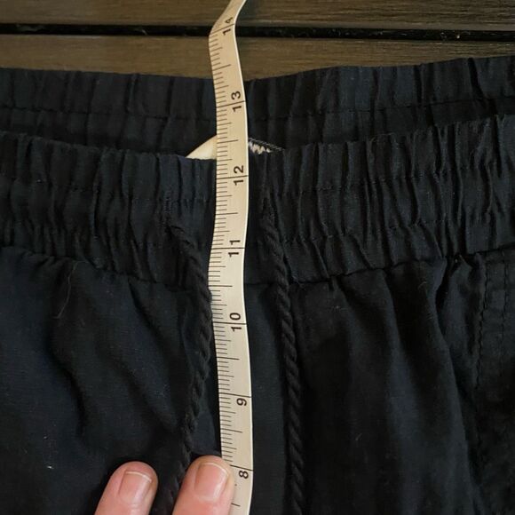 Caffe Marrakesh XL Black Linen Crop Pants Pockets Drawstring Waist Lightweight - Picture 8 of 8